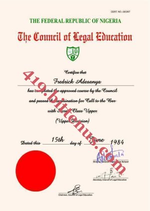 CERTIFICATE OF LEGAL EDUCATION